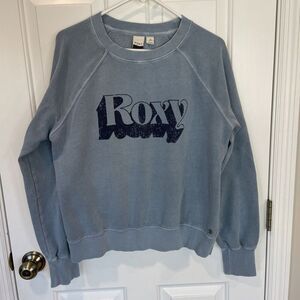 Roxy Brand Sweatshirt Blue Women's size Large Super Soft Logo Surf Oversized